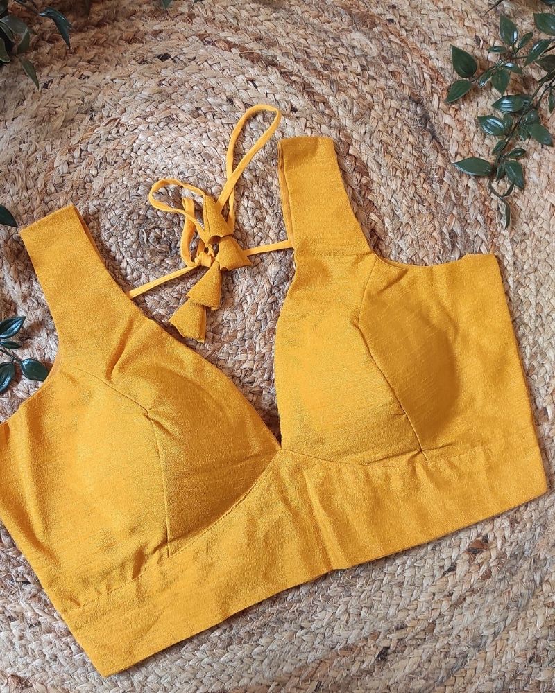 Plain Yellow Blouse with Sleeves - RB014