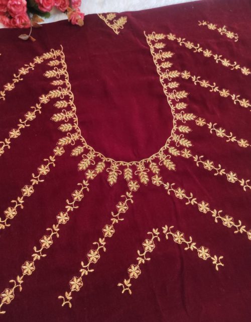 Heavy Embroidery Blouse – Maroon Velvet - BE002