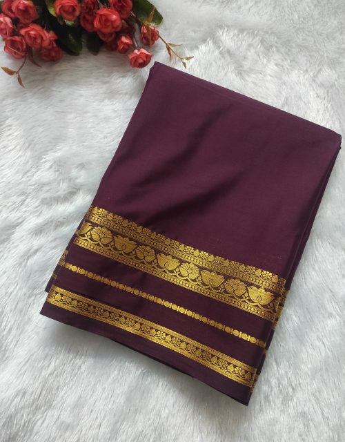 Semi Mysore Crepe (Lotus design - Brown)-SM01A