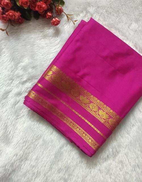 Semi Mysore Crepe (Lotus design - Rani Pink)-SM01E
