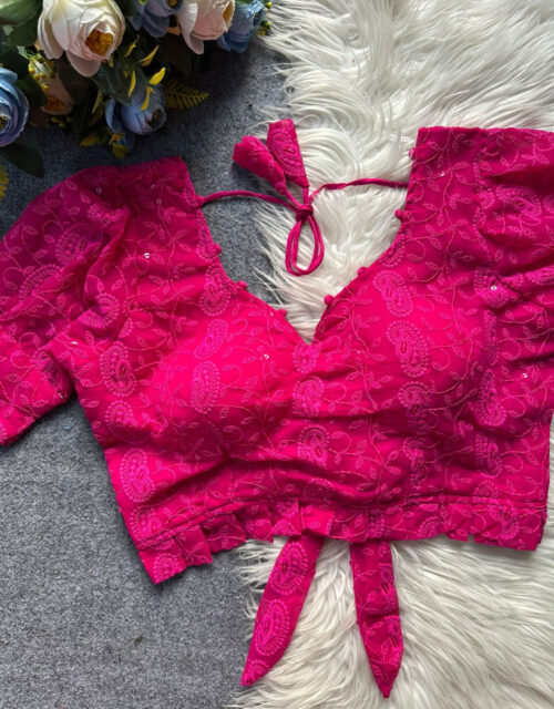 Pink color pure cotton blouse with beautiful embroidery work RB022