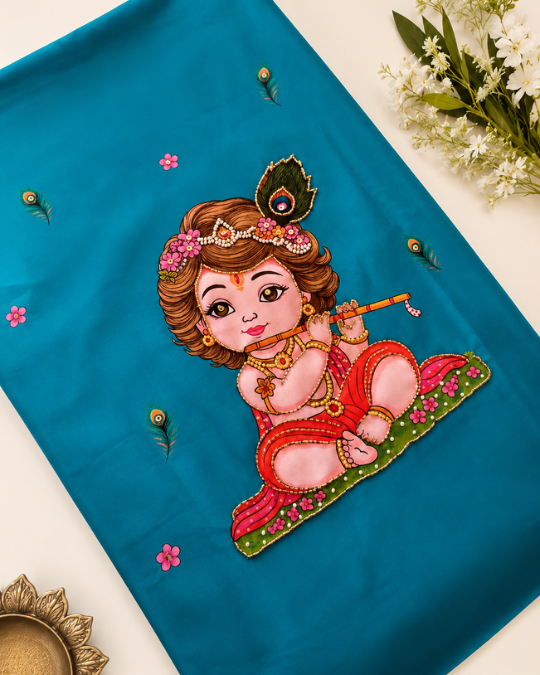 Krishna Digital Print with Maggam Work Blouse Material - EM040