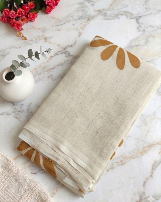 Pure Cotton Saree with Floral Digital Print - CS001 - Image 6
