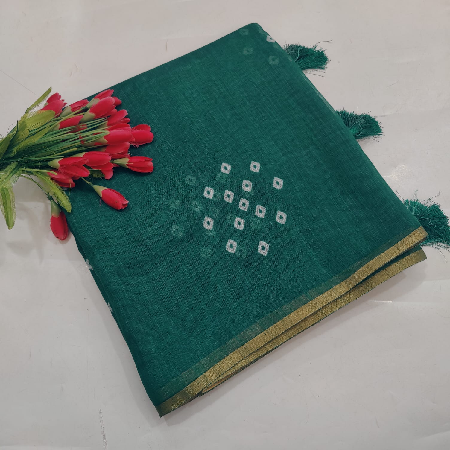 Mohini Cotton Saree Floral Elegance- KC008 - Image 3