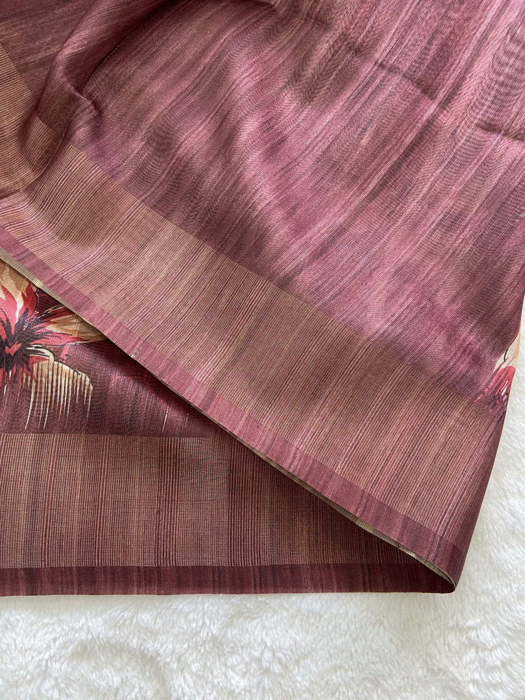 Magenta color soft tussar silk saree with digital printed and zari weaving work - KC012 - Image 3